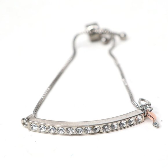 IBB "FAMILY" Crystal Bolo Bracelet Adjustable Silver Tone Slider Chain Charm - Picture 9 of 11